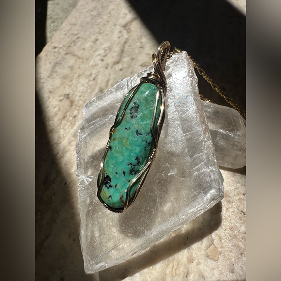 14k Gold Filled Turquoise Necklace Pendant - Picture 8 of 16